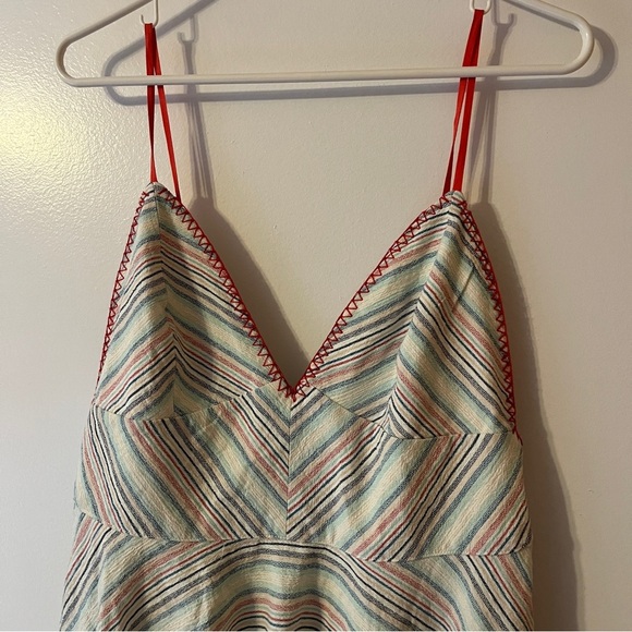 Anthropologie Paper Crane Size Large Mini A -Line Blue Striped Mini Dress - Picture 2 of 9